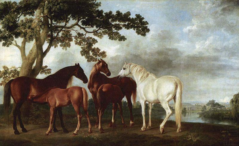 George Stubbs Stuten und Fohlen in einer Flublandschaft china oil painting image